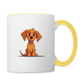 Conception de chien mignon pour les propriétaires de chiens - Mug contrasté - blanc/jaune - Droite