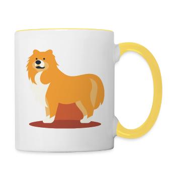 Niedliches Hundedesign für Hundebesitzer - Tasse zweifarbig - Weiß/Gelb - Rechts