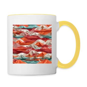 Plage d’Origami - Mug contrasté - blanc/jaune - Droite