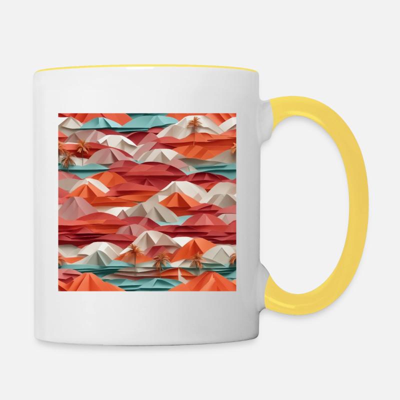 Plage d’Origami - Mug contrasté - blanc/jaune
