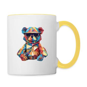 Cool monkey in wrinkled robe - Contrasting Mug - white/yellow - Right