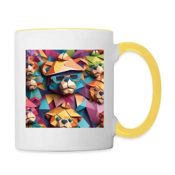 Origami coloré Teddy VIII - Mug contrasté - blanc/jaune - Droite