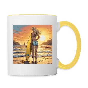 Catchin' Waves in Style - Cool Surfer II - Mug contrasté - blanc/jaune - Droite
