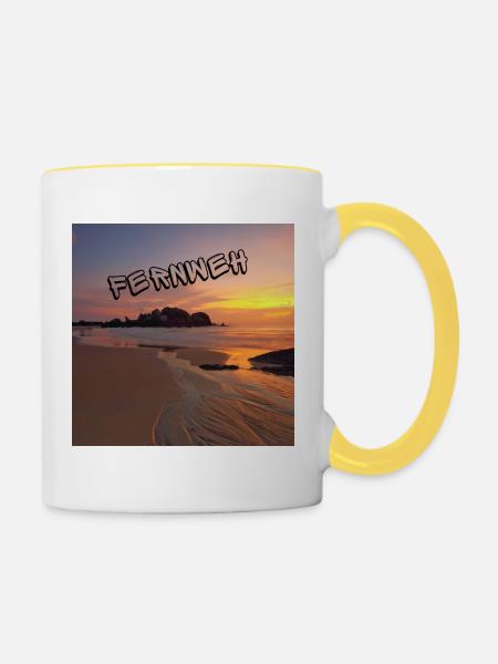 Fernweh - Tasse zweifarbig - Weiß/Gelb