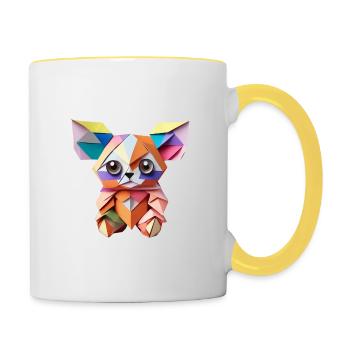 Teddy Origami coloré - Mug contrasté - blanc/jaune - Droite
