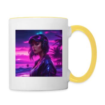 Beach Girl Neo Vintage - Contrasting Mug - white/yellow - Right