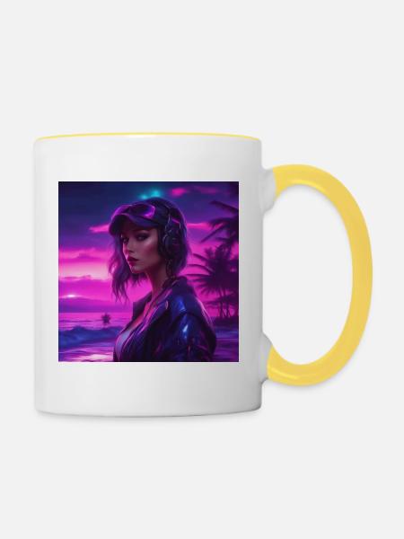 Beach Girl Neo Vintage - Contrasting Mug - white/yellow