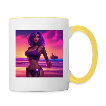 Beach Girl Neo Vintage - Contrasting Mug - white/yellow - Right