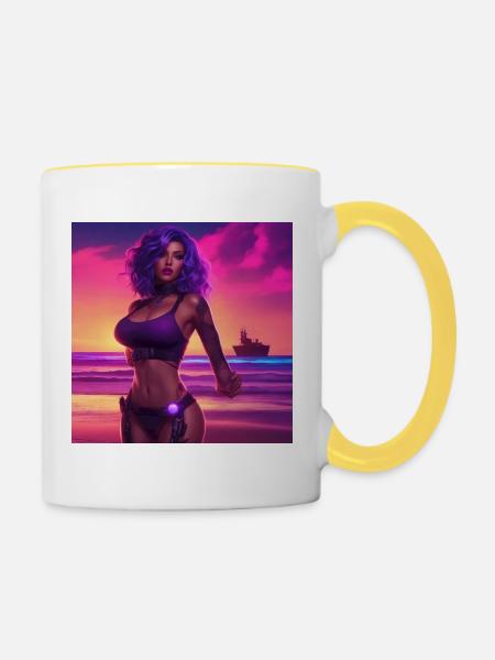 Beach Girl Neo Vintage - Tasse zweifarbig - Weiß/Gelb