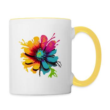 Fleur couleur - Mug contrasté - blanc/jaune - Droite