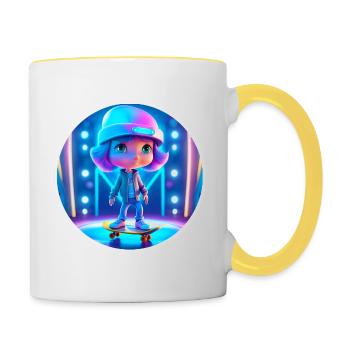 Skater Girl - Tasse zweifarbig - Weiß/Gelb - Rechts
