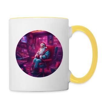 Gaming christmas - Weihnachten mal anders - Tasse zweifarbig - Weiß/Gelb - Rechts