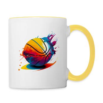Basketball - Mug contrasté - blanc/jaune - Droite