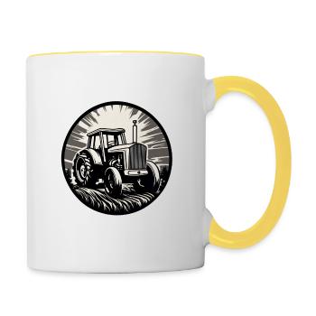 Tractor / Agriculture / Farmer / Field Work - Contrasting Mug - white/yellow - Right