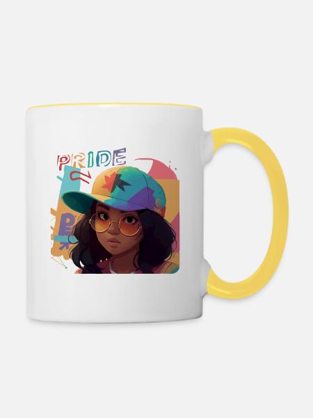 Stolze Schwarze Frau - Tasse zweifarbig - Weiß/Gelb