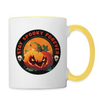 Halloween Pumpkin Stay Spooky Forever - Contrasting Mug - white/yellow - Right
