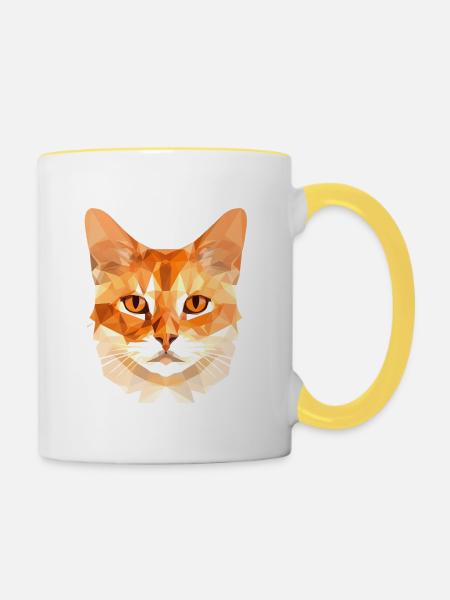 Polygon Cat - Tasse zweifarbig - Weiß/Gelb