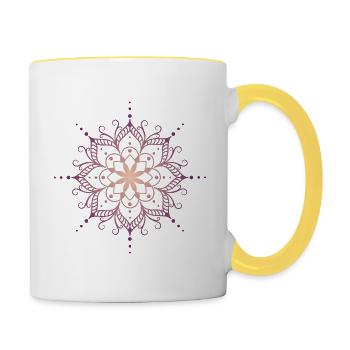 Mandala in pink - Contrasting Mug - white/yellow - Right