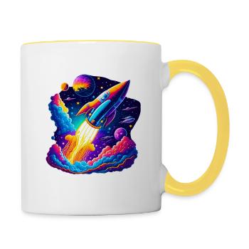 Space View / Rocket - Tasse zweifarbig - Weiß/Gelb - Rechts