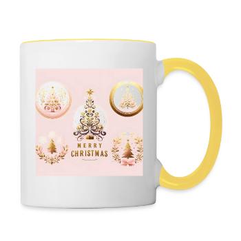 Frohe Weihnachten - Tasse zweifarbig - Weiß/Gelb - Rechts