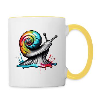 Snail / Animal / Crawling / Slimy / Slow - Contrasting Mug - white/yellow - Right