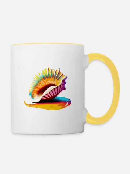 Muschel - Tasse zweifarbig - Weiß/Gelb