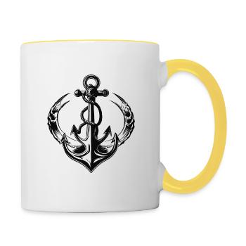 Anchor / Ahoy / Boat / Ship / Water / Sea / Lake - Contrasting Mug - white/yellow - Right