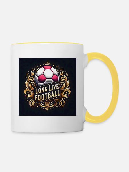 Fußball - Tasse zweifarbig - Weiß/Gelb