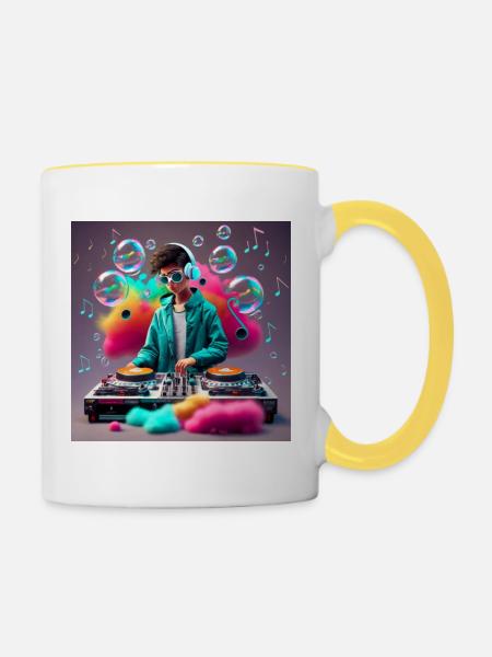 Konsole - Tasse zweifarbig - Weiß/Gelb