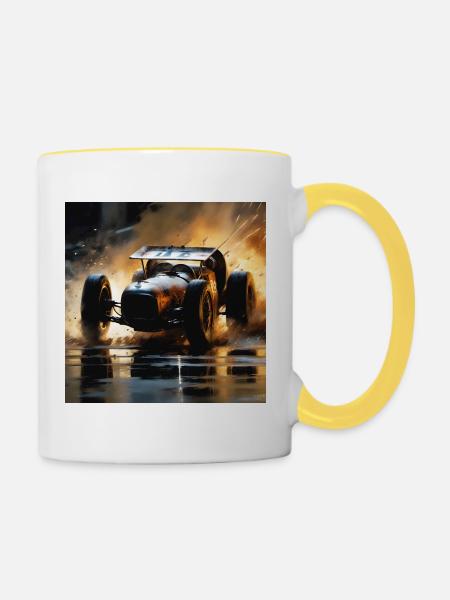 Rusty Hot Rod Rennen #5 - Tasse zweifarbig - Weiß/Gelb