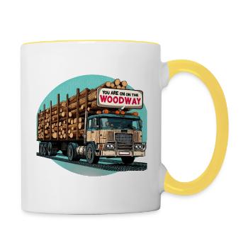Witziges Design - You Are On The Woodway - Tasse zweifarbig - Weiß/Gelb - Rechts