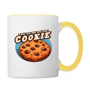 Witziges Shirt - YOU GO ME ON THE COOKIE - Tasse zweifarbig - Weiß/Gelb - Rechts