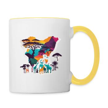 Afrika Steppe und Tiere - Tasse zweifarbig - Weiß/Gelb - Rechts
