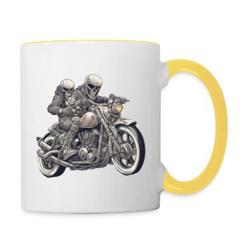 Skeleton Rider - Motard squelette - Mug contrasté - blanc/jaune - Droite