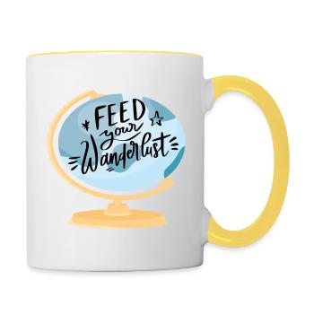nourrir notre envie de voyager - Mug contrasté - blanc/jaune - Droite