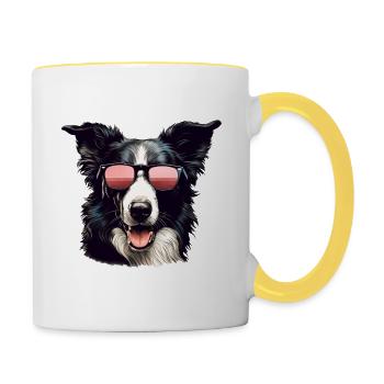 Border Collie Cool - Border Collie - Mug contrasté - blanc/jaune - Droite