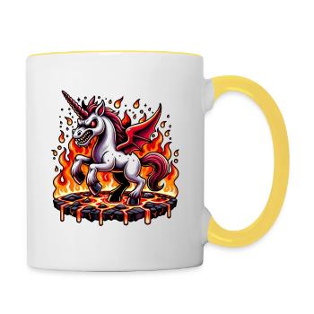 Evil Fire Unicorn - Contrasting Mug - white/yellow - Right