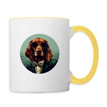 Irish Setter Cool - Chien Setter irlandais - Mug contrasté - blanc/jaune - Droite