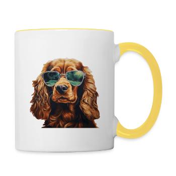 Cocker Spaniel Cool - Cocker Spaniel Chien - Mug contrasté - blanc/jaune - Droite