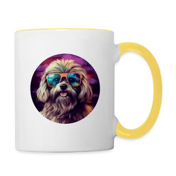 Havanese Cool - Chien bichon havanais - Mug contrasté - blanc/jaune - Droite