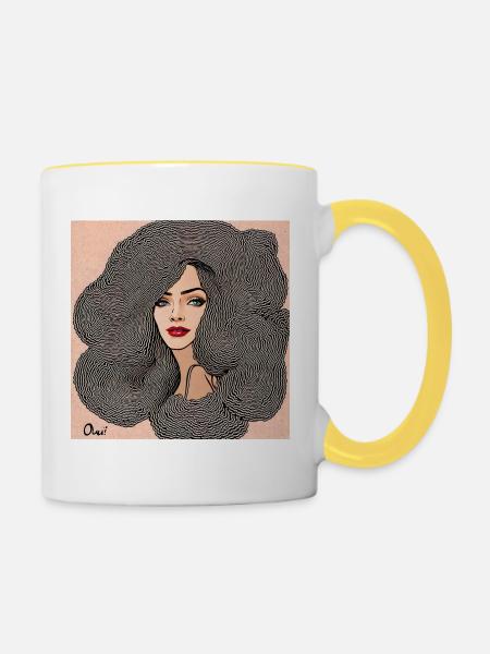 Frisur #3 - Tasse zweifarbig - Weiß/Gelb