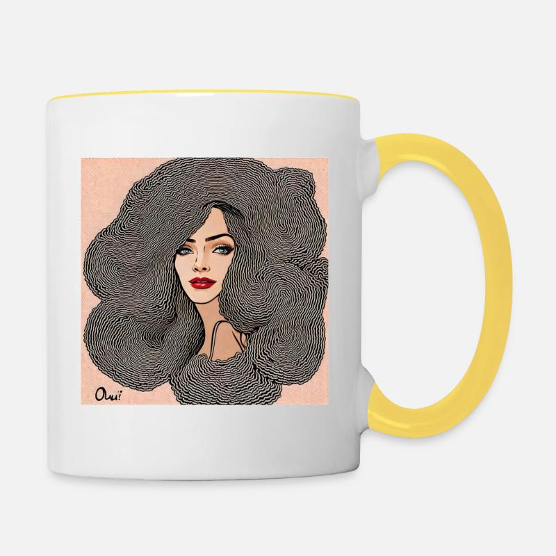 Frisur #3 - Tasse zweifarbig - Weiß/Gelb