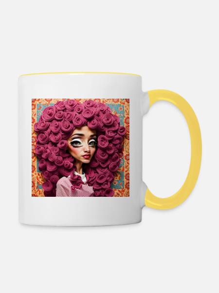 Frisur #4 - Tasse zweifarbig - Weiß/Gelb