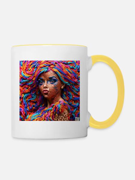 Frisur #5 - Tasse zweifarbig - Weiß/Gelb