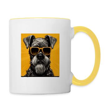 Schnauzer Cool - Schnauzer Hund - Tasse zweifarbig - Weiß/Gelb - Rechts