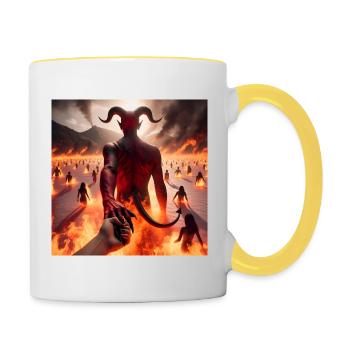 Suivez-moi jusqu’à l’abîme - Pacte du Diable Infernal #10 - Mug contrasté - blanc/jaune - Droite