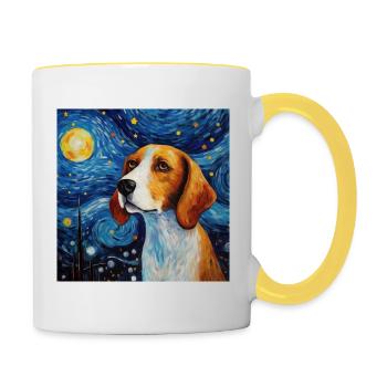 Beagle Sternennacht - Tasse zweifarbig - Weiß/Gelb - Rechts