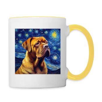 Bordeauxdogge Sternennacht - Tasse zweifarbig - Weiß/Gelb - Rechts