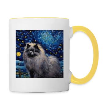 Wolfsspitz Nuit étoilée - Mug contrasté - blanc/jaune - Droite