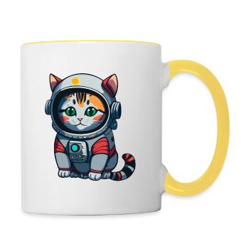 Cyberpunk Astrocat - Mug contrasté - blanc/jaune - Droite